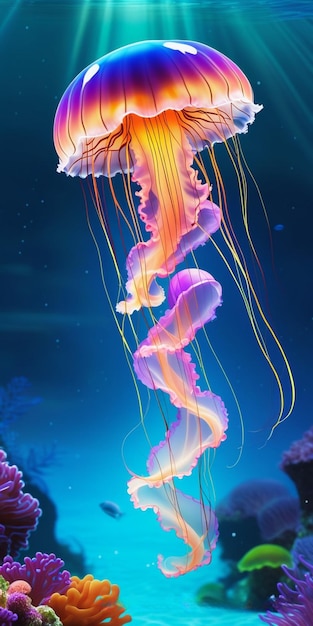 Colorful jelly fishes