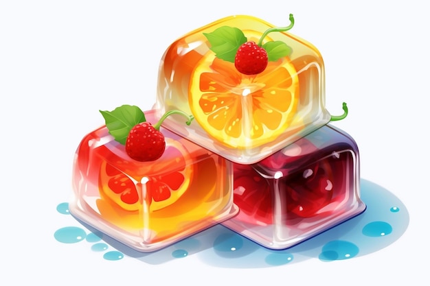 Colorful Jelly Sweet Fruit Candy Dessert Generative AI