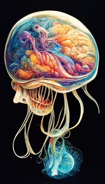 A colorful jellyfish head is shown with the word jellyfish on it.