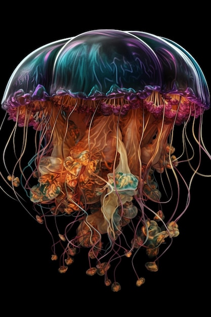 Photo a colorful jellyfish is shown in this illustration.