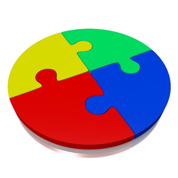 Colorful jigsaw puzzle pieces 3D illustration