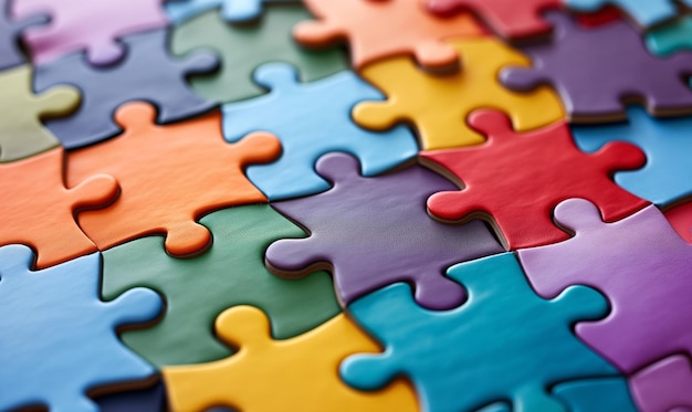 A colorful jigsaw puzzle with pieces of different colors