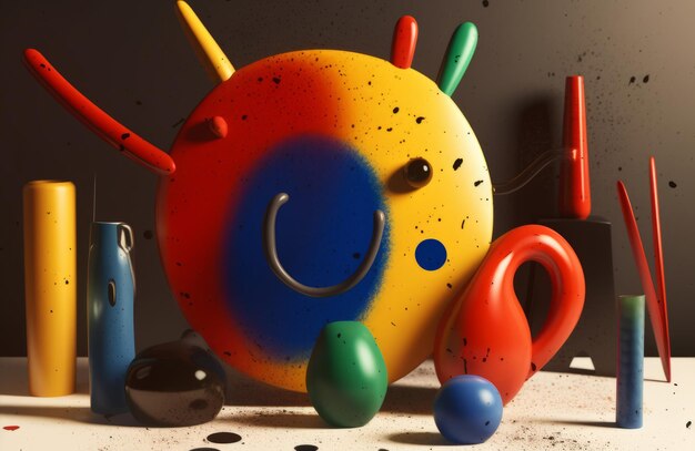 Photo colorful joan miro style background