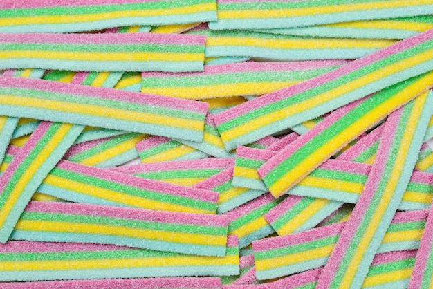 Colorful juicy gummy candies background. Top view. Jelly  sweets.