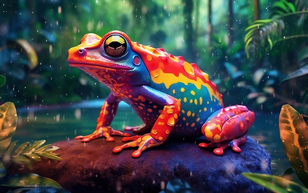 다채로운 정글 청개구리 활기찬 양서류 및 열대 기쁨 생성 AI