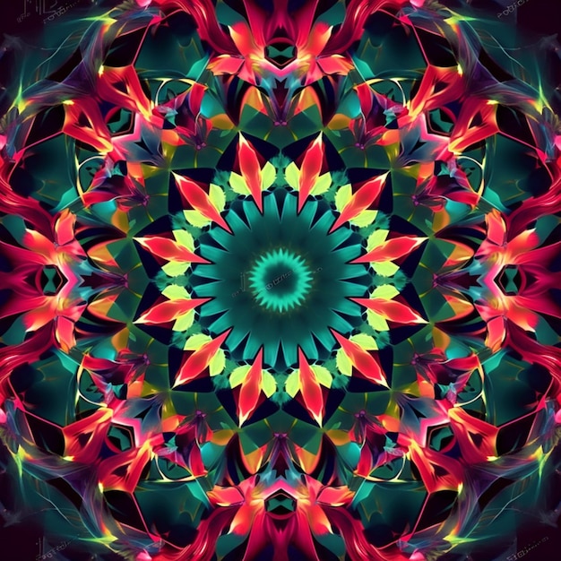 A colorful kaleidoscope of flowers is made up of a flower pattern.