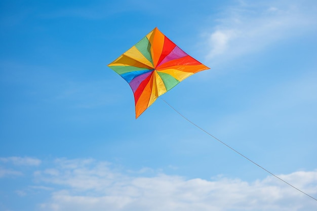 Photo a colorful kite flying in a blue sky