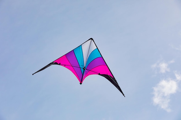 Colorful kite flying in the blue sky