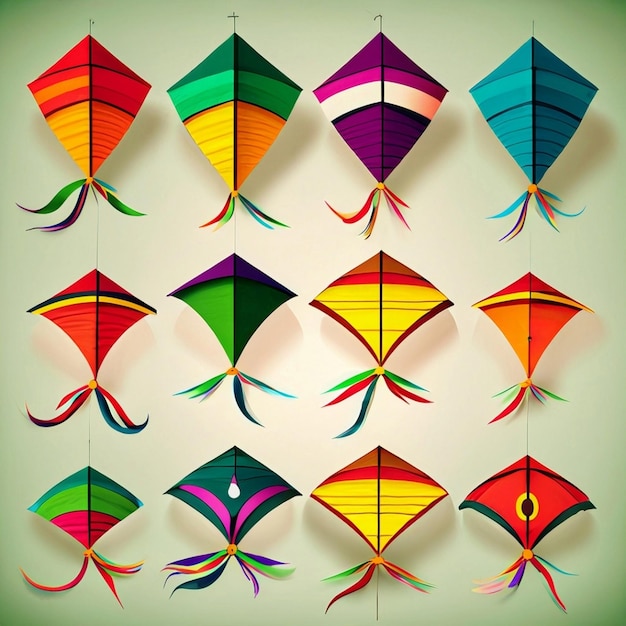 Colorful kites group for background Toy for sport and recreation activity game