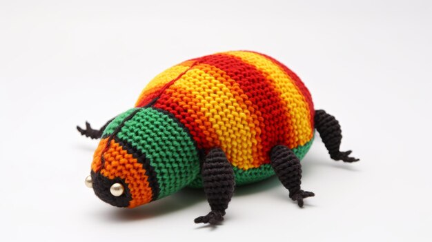 colorful knitted bug toy inspired by ivory coast art