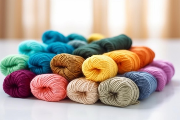 colorful knitting and wool materials