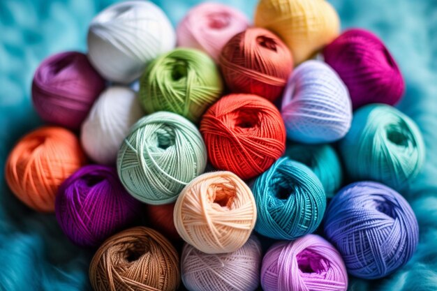 colorful knitting and wool materials