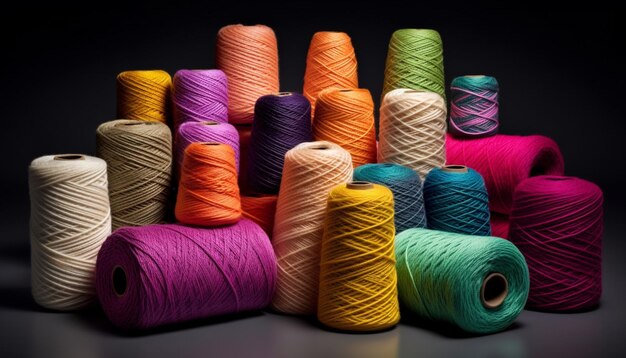 colorful knitting and wool materials