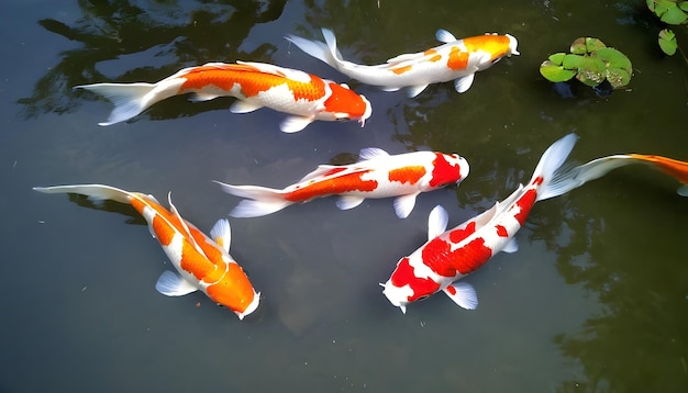Цветные рыбы Кой плавают в природе