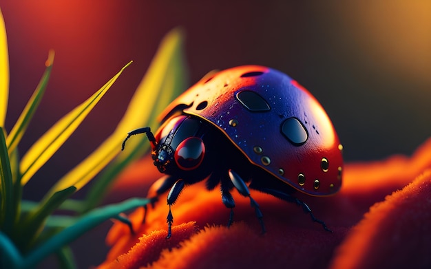 Photo a colorful ladybug sits on a flower.