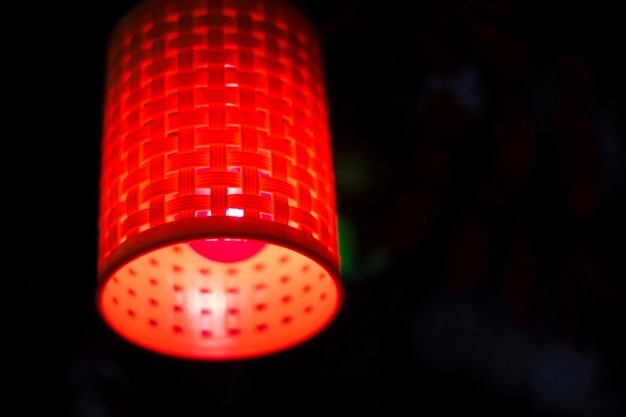 Colorful lanterns are hung at night during the festivities