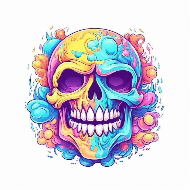 Colorful Laughing Skull Illustration for Fun Designs Generative AI