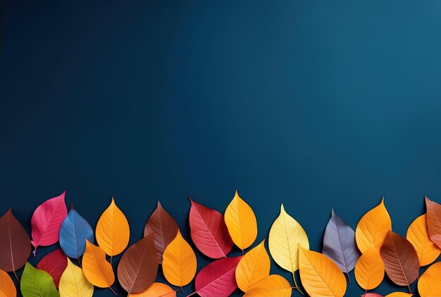 colorful leaf border in the style of minimalist background