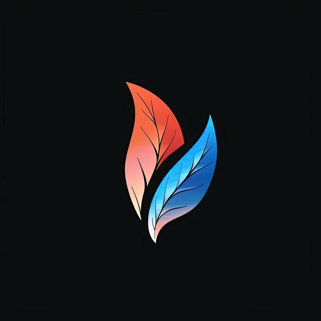 A colorful leaf logo on a black background