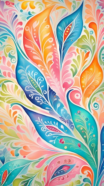 カラフルな葉のパターン 花の背景の壁紙のイラスト