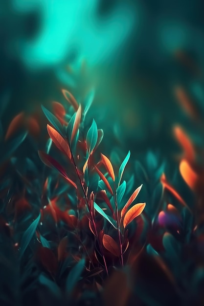 Colorful leafs and plants abstract background