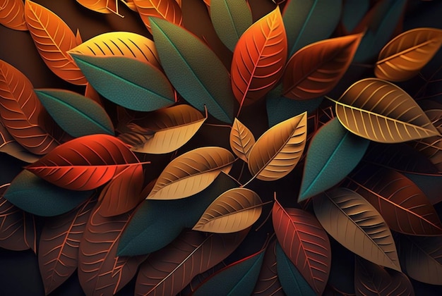 Colorful leaves abstract background Generative AI