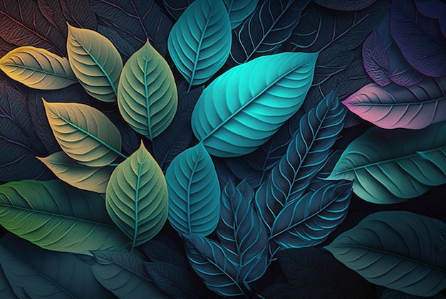 Colorful leaves abstract background Generative AI