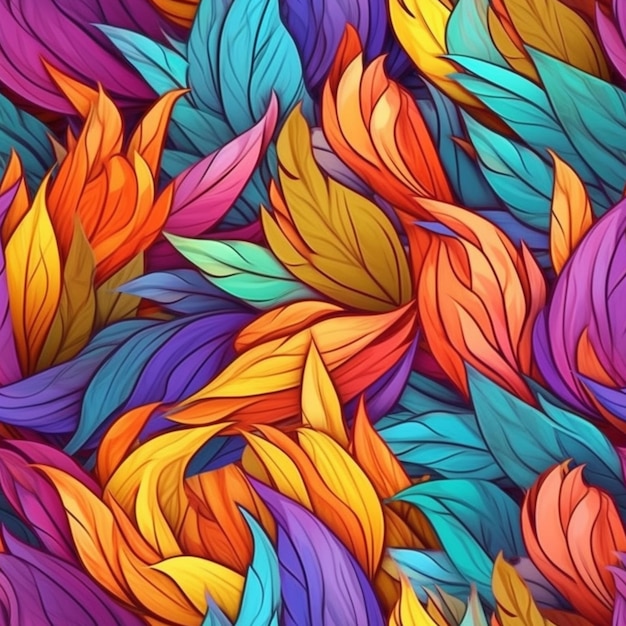 Colorful leaves background with a lot of different colors generative ai