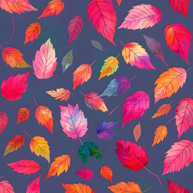 Colorful leaves on blue background