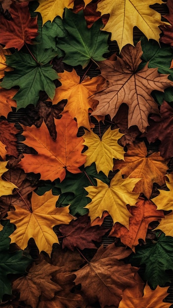 Colorful leaves fall at autumn season