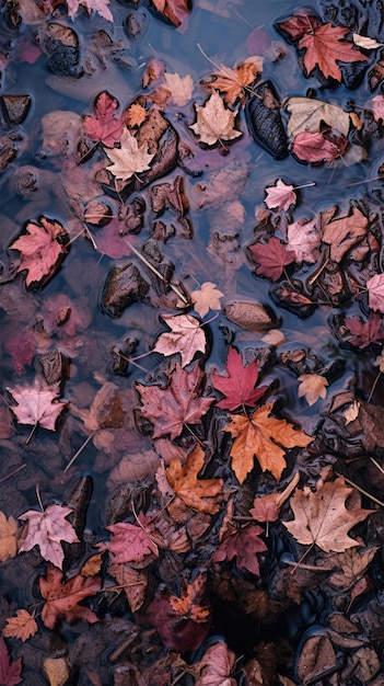 Colorful leaves fall at autumn season