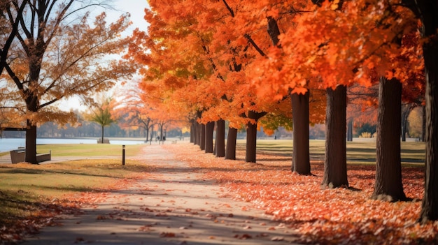 Foto foglie colorate nel parco durante l'autunno