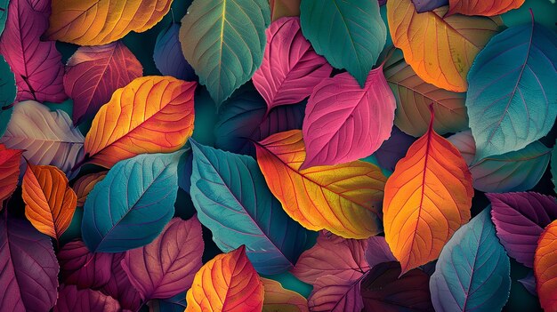 다채로운 잎 패턴 벽지 배경 디자인