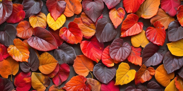 Photo colorful leaves scattered on the ground