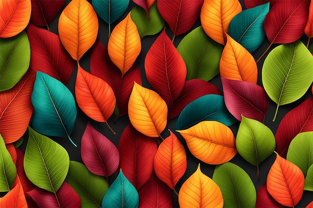 colorful leaves seamless background wallpaper ultra realistic photography style