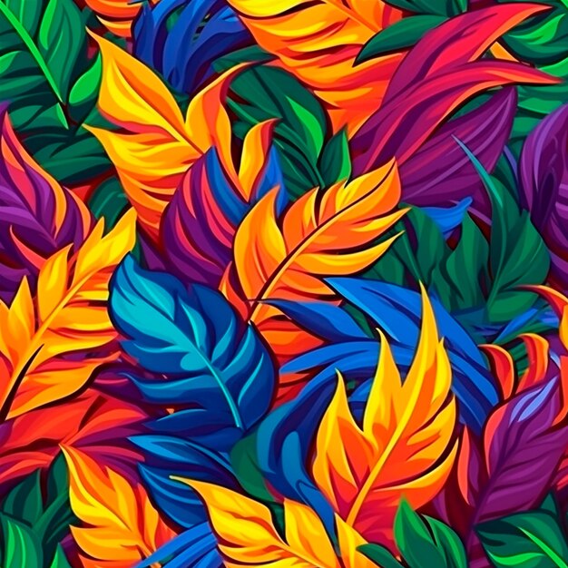 Colorful leaves tileable texture pattern