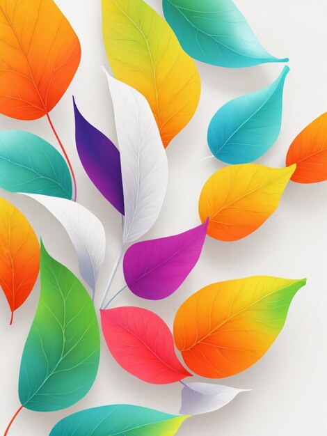 Colorful leaves on white background