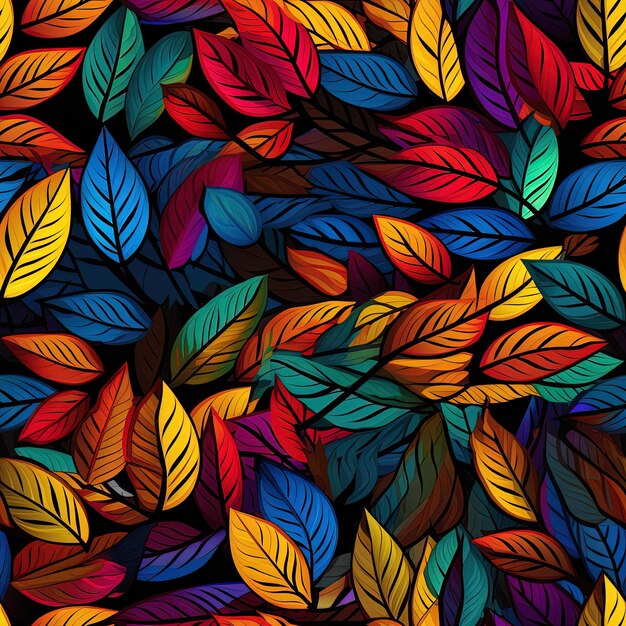 colorful leaves with a colorful background of different colors