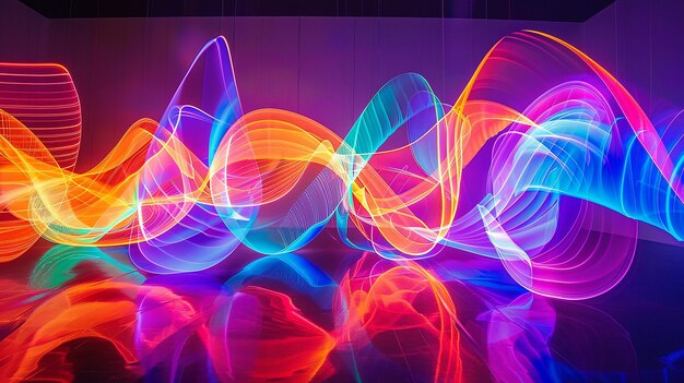 Photo a colorful led light painting of the dance floor