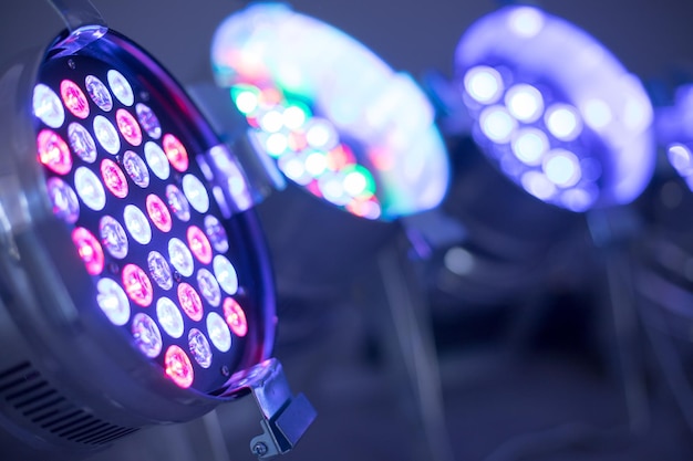 Colorful LED spots at a party lighting