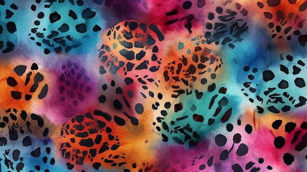 A colorful leopard print with a black and orange pattern.