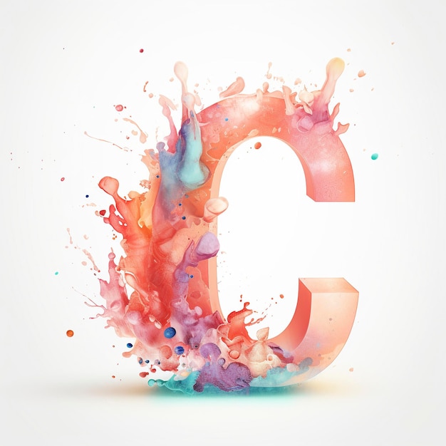 Photo a colorful letter c is made by water splashes.