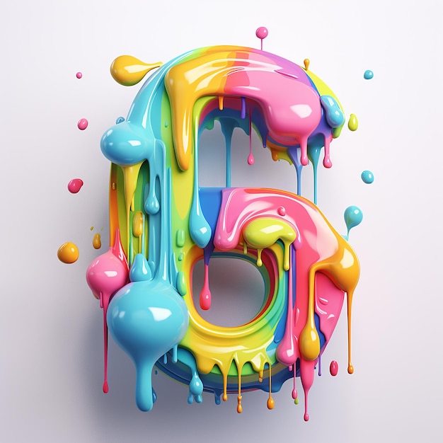 a colorful letter g is covered in colorful and colored splattered paint