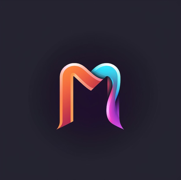 a colorful letter m is painted on a black background.