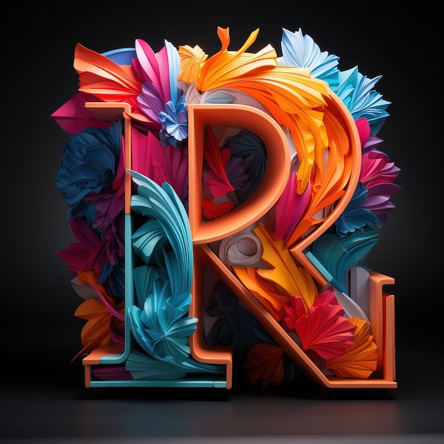 Photo a colorful letter r made from colorful flowers