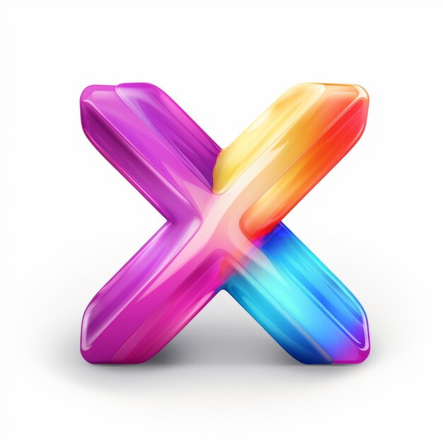 Photo a colorful letter x on a white background