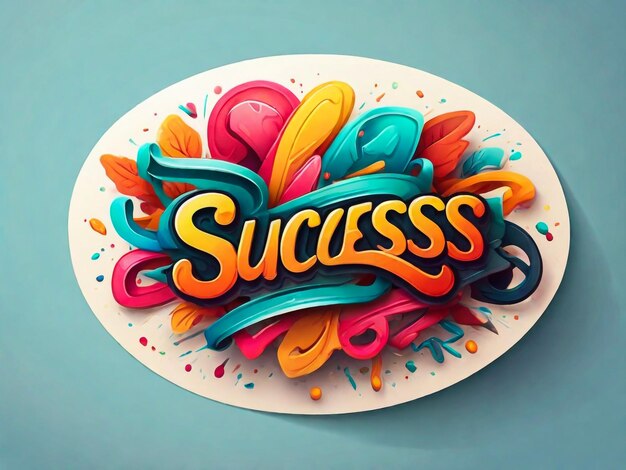 Colorful lettering success sticker