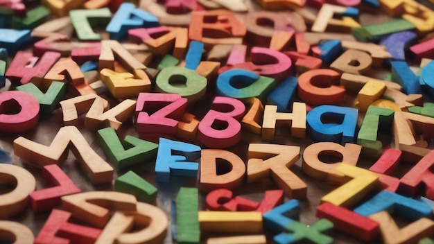 Colorful letters of alphabet made of wood