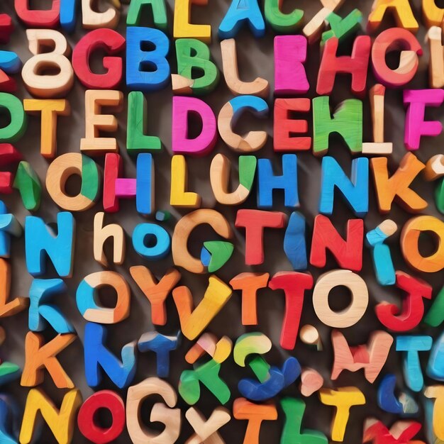 Photo colorful letters of alphabet made of wood