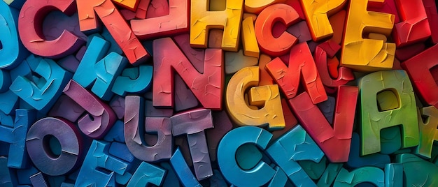 Photo colorful letters and characters on a background representing the concept of writing and words concept lettering calligraphy typography words writing